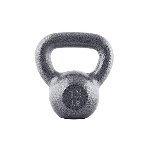WF Athletic Supply Hammerstone Painted Cast Iron Kettlebells, Home & Gym Equipment, Great for Strength Training, Full Body Workout & Crossfit Training, Color & Size Options Available in 10-80 Pounds - color: b. 15lb - Grey