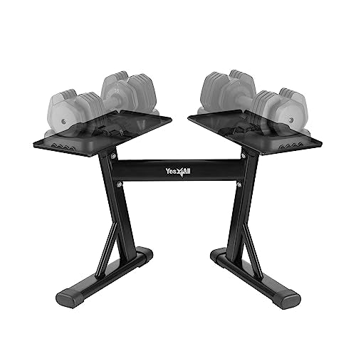 Yes4All Adjustable Dumbbell Stand - 160 Pound Capacity, Spotter Rack & Weight Rack with Strap, Easy Storage & Safety