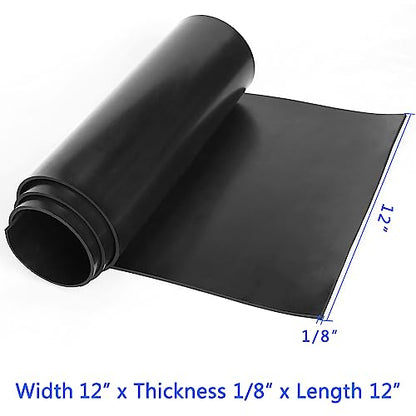 WochiTV Solid Rubber Sheets Strips, 12" Wide x 1/8" Thick x 12" Long Neoprene Rubber Rolls Perfect for DIY Gasket Material, Sealing, Liner, Shield, Padding, Mat - size: 12" W x 12" L, style: 1/8(.125") Thick