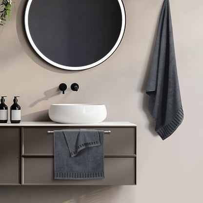 MALLONI HOME Ultra Soft 3 Pack Cotton Towel Set, Contains a Bath Towels 28x55 inch, a Hand Towels 16x24 inch & a Wash Coths 12x12 inch, Ideal Everyday use, Compact & Lightweight - Charcoal Grey - color: Charcoal Grey, size: 3 Pack Set