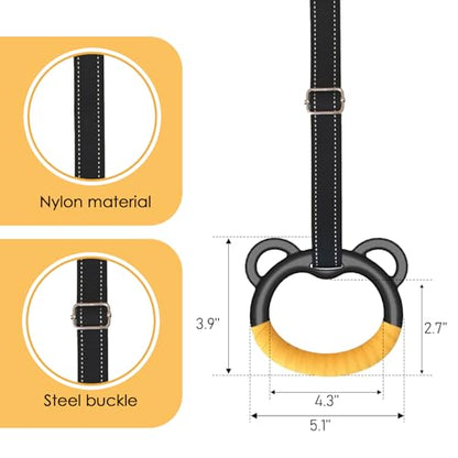 Gymnastics Rings, Professional Children's Home Fitness Equipment, Children's Adjustable Harness Strength Training Rings, Indoor Gymnastics Rings (Yellow)