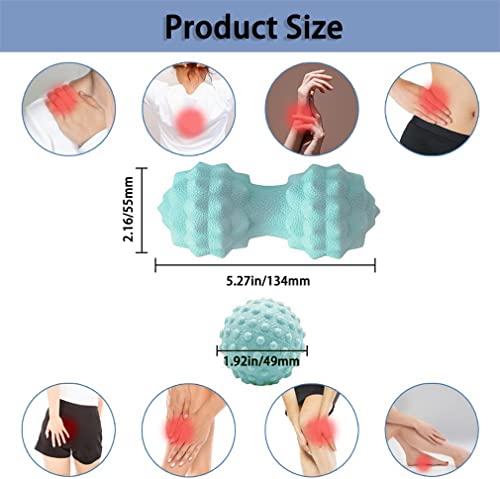 Peanut Massager Ball Set, Double Lacrosse Massage Ball and Mobility Ball for Physical Therapy, Myofascial Deep Tissue Trigger Point Massage Tool for Neck, Shoulder, Back, Legs, HIPS (Green)