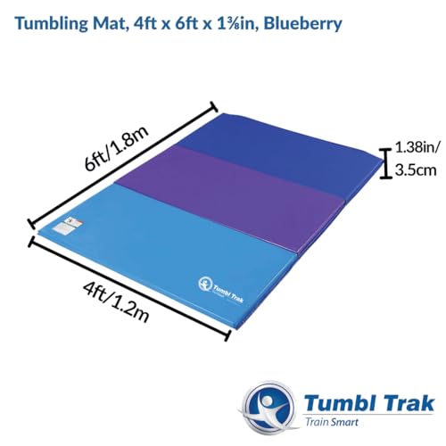 Tumbl Trak Gymnastics Folding Tumbling Panel Mat - color: Blueberry, size: 4'x6'x1.38"