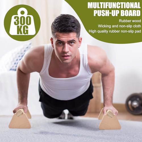 Pushup Handle Wood, Wooden Parallettes Bars for Calisthenics & Handstand Training, Push Up Bars with Non-Slip Base, Push-up Stand Strength Training & Home Gym Workout Equipment for Men Women
