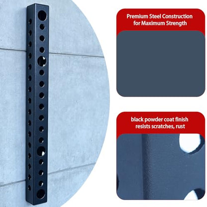 3x3 Wall Storage Stringer Steel Wall Mount Storage Tube Compatible with Various Accessories Heavy Duty Gym Storage for Fitness Equipment Textured Black Powder Coat Finish (900mm)