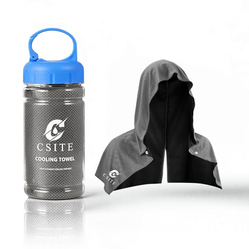 CSITE Cooling Hoodie Towels for Neck and Face, UPF 50 Sun Protection & Instant Cooling, Ice Towels for Hot Weather, Soft Breathable Towel for Sport, Work Out, Gym, Camping & More Activities（Dark gray） - color: Dark Gray