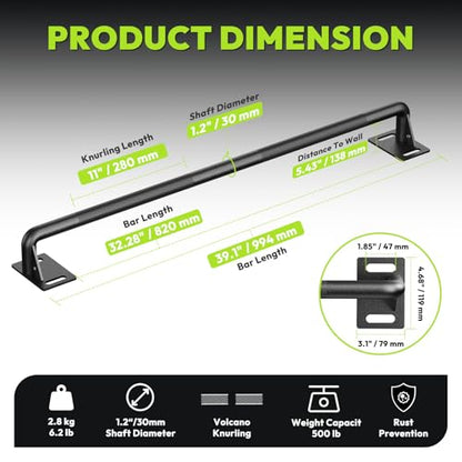 HANDBODE Wall Mounted Pull Up Bar for Doorway, 52''/36'' Chin Up Bar - color: 36“ doorway pull up bar