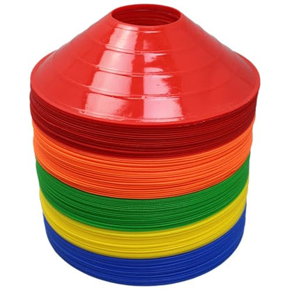BlueDot Trading High Visibility Sports Cones for Agility Training, Soccer, Football, Field Cone Boundary Markers for Adults, 20-Pack, Yellow with Holder