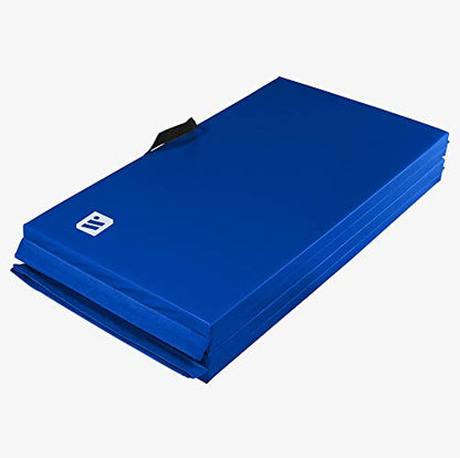 We Sell Mats 4 x 8 ft Folding Exercise Mat, 2 Inch Thick Personal Fitness & Home Gym Mat for Yoga, Pilates, Stretching & Workouts - color: Blue