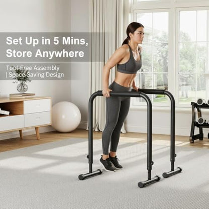 Adjustable Dip Bars, 440LBS Heavy Duty Dip Station for Home Gym, Stable Calisthenics Bars with Anti-Slip Grips for Upper Body Workout, Push Up Bars Portable Dip Stand (32"-36" Height)