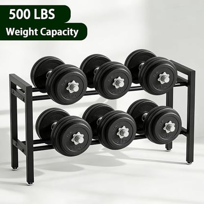 Dumbbell Storage Rack, Weight Rack for Dumbbells, 2 Tier Adjustable Kettlebell Rack Shelf Weight holder for Home Gym Heavy-Duty Space-Saving (Rack Only)