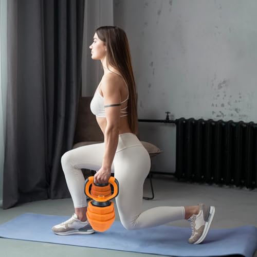 Garvee 4-In-1 Adjustable Dumbbell Set (44/66/88LB) - Convertible to Barbell, Kettlebell & Push Up Stands, Home Gym Equipment for Men & Women, Space Saving Weights with PVC Coating,44 LBS