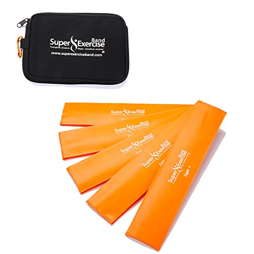 USA 14" x 3" Extra Long Latex Free Mini Loop Bands in 3, 5, 10 Pack Sets. 10 Strengths for Resistance Training, Stretching, Yoga, Toning. Plus an Exclusive iPhone App and E-Book. - color: j. Orange LIGHT+ Loop Band 5 Pack