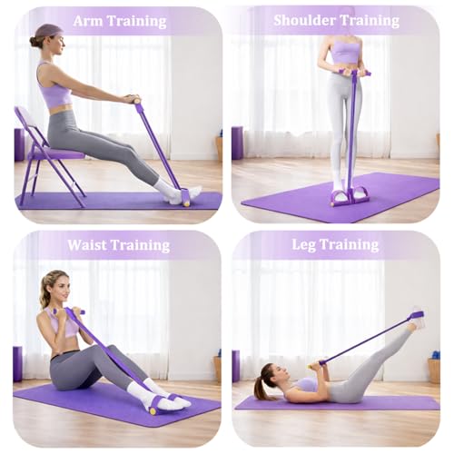 Resistance Bands with Handles, 6-Tube Foot Pedal, Natural Rubber Ankle Puller for Sit-ups & Full Body, Portable Home Gym Strength for Legs, Arms & Core