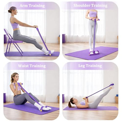 Resistance Bands with Handles, 6-Tube Foot Pedal, Natural Rubber Ankle Puller for Sit-ups & Full Body, Portable Home Gym Strength for Legs, Arms & Core