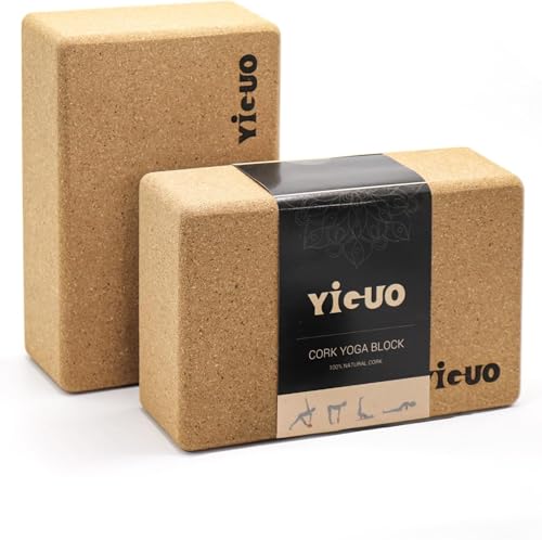 YIGUO 2 Pack Cork Yoga Blocks | Natural Eco-Friendly High Density Non-Slip Yoga Blocks for Women & Men | 9x6x3 Inches for Yoga, Pilates, Stretching - size: Odorless