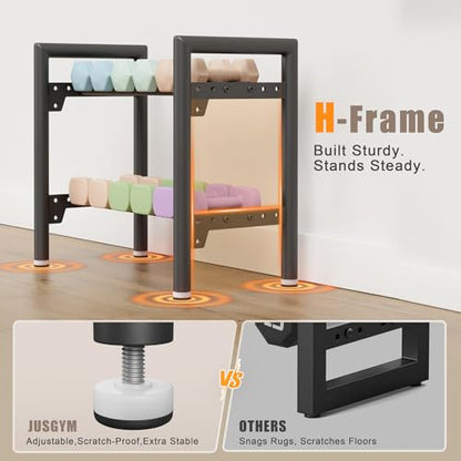 Dumbbell Rack Stand Only, 400LBS Capacity Weight Rack for Home Gym Storage, Adjustable Weight Storage Racks, Heavy-Duty Kettlebell Rack