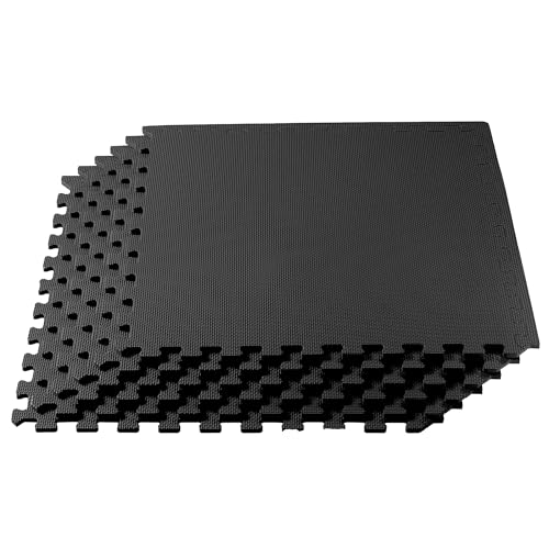 We Sell Mats 1/2 Inch Thickness Multipurpose EVA Foam Floor Tiles, Interlocking Floor Mat for Indoor Gym and Home Use, 24 in x 24 in, Black, 16 Square Feet (4 Tiles) - color: Black, style: 16 Square Feet (4 Tiles)