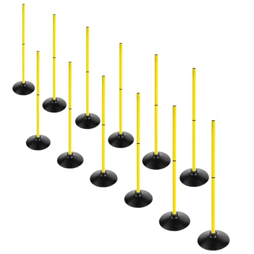 Soccer Agility Poles Set Detachable Sports Trainning Speed Pole Slalom Poles with Rubber Base Sport Traning Equipment - color: Pack of 12, style: 3.3 FT