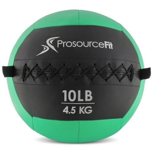 ProSource Soft Medicine Balls for CrossFit Wall Ball and Full Body Dynamic Exercises, Color-Coded Weights: 6, 8, 10, 14, 20, 25 lb. - color: Green 10 LB