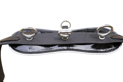 RESISTANCE Miniature Horse Black Patent Leather Driving Harness with Red and White Trim