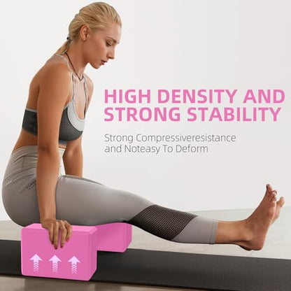 Large Foam Yoga Block 1 Pack, 9x6x4 Sturdy Pilates Block, Workout Block, Non Slip Surface Yoga Brick for Pilates Meditation, Stretching and Toning - color: PINK
