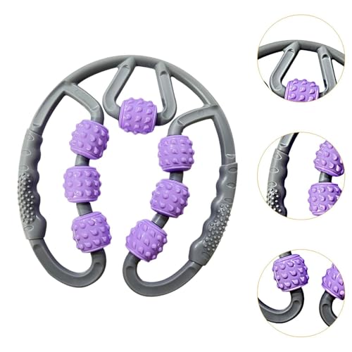 Qianly Muscle Roller for Legs Portable 7 Wheel Massage Roller Body Massager with Ergonomic Handles Manual Fitness Equipment for Home, Gray Purple - color: Gray Purple