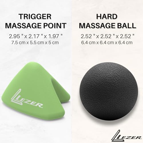 LEZER, Trigger Massage Point, Manual Massage Ball, Muscle Knots Relief Tool, Myofascial Release, Physical Therapy, Plantar Fasciitis, Set of 2 (Green Trigger and Black Ball) - style: 09 - Trigger Green + Hard Ball