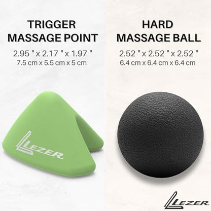 LEZER, Trigger Massage Point, Manual Massage Ball, Muscle Knots Relief Tool, Myofascial Release, Physical Therapy, Plantar Fasciitis, Set of 2 (Green Trigger and Black Ball) - style: 09 - Trigger Green + Hard Ball