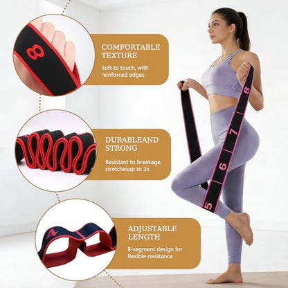 Fitness Resistance Band for Stretching and Yoga, Number Stretch Resistance Band with Clear Markings, 8-Section Elastic Training Bands - color: 3PCS