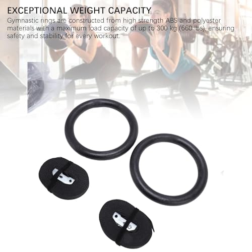 Gymnastic Rings with 15ft Straps, 300kg/660lbs Capacity, Adjustable Exercise Rings for Calisthenics, Home Gym & Outdoor Fitness Training, High Stability ABS Polyester Material