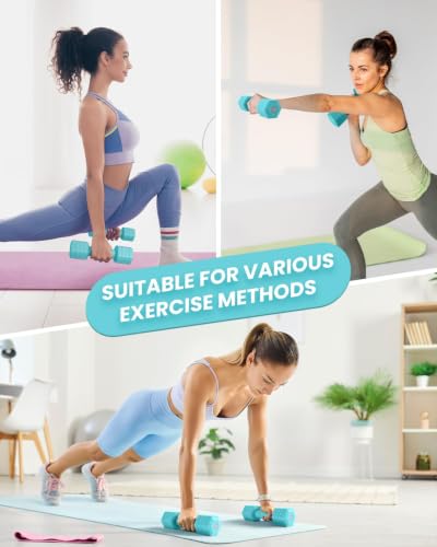 Adjustable Dumbbell Set, 4-in-1 Hand Weights, 5/6 LB Pair for Women Men - color: Blue, style: 10 lbs Pair [5 lbs Each]
