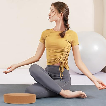 Cork Yoga Blocks Set Oval Shape High Density Yoga Bricks for Women Calf Stretch and Pilates Fitness Exercise Equipment