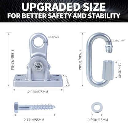 2 Pack Heavy Duty Swing Hangers (3000lb Capacity), Swivel Stainless Steel Swing Hooks Hardware Kit for Wooden Sets & Concrete, Hanging Mount for Porch Swing, Hammock, Yoga, Gym, Punching Bag