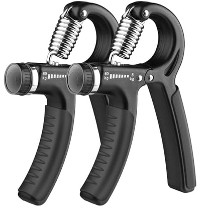 Grip Strengthener 2 Pack Adjustable Resistance 5-60kg Hand Forearm Wrist Finger Workout - color: Black