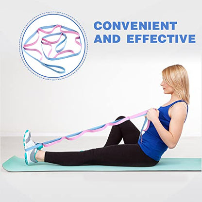 2 Pcs Stretching Strap with 10 Loops -yoga Strap for Physical Therapy, Non-elastic Exercise Straps for Home Workout, Pilates, Exercise, Dance, Gymnastics