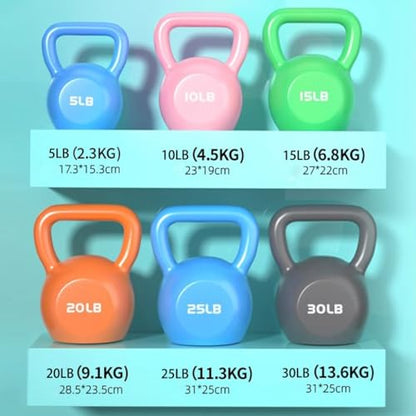 Kettlebell Weights Women's Fitness Shaping Kettle Bells, Gym Strength Training Dumbbell, Swing/Deadlift/Squat, Protect The Floor(Light Blue-5LB)
