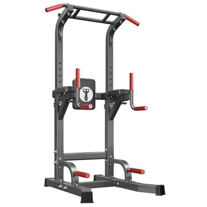 sogesfurniture Power Tower Dip Stands Assistive Trainer for Home Gym - 10-Level Height Adjustable Multi-functional Pull Up Bar, Dual Training Stands for Dip Push Up & Core Workout, Heavy Duty Steel Frame