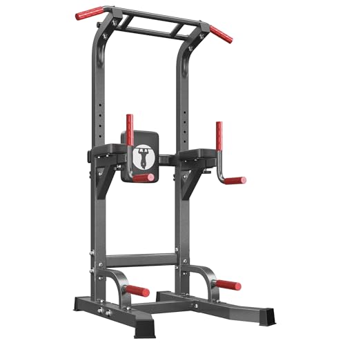 sogesfurniture Power Tower Dip Stands Assistive Trainer for Home Gym - 10-Level Height Adjustable Multi-functional Pull Up Bar, Dual Training Stands for Dip Push Up & Core Workout, Heavy Duty Steel Frame