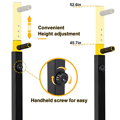 Dip Station Adjustable Parallel Bars For Home, Dip Stand With Two Safety Connectors And 6 Height Level, Multi-Function Dip Machine With 500 LBS Loading Capacity