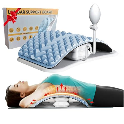 Back Stretcher with Air-Adjustment for Lower Back Pain Relief, Lumbar Support Board with 10 Inch Wide Elastic Panel for Spine Decompression, Multi-Level Back Cracker for Posture Improve & Scoliosis