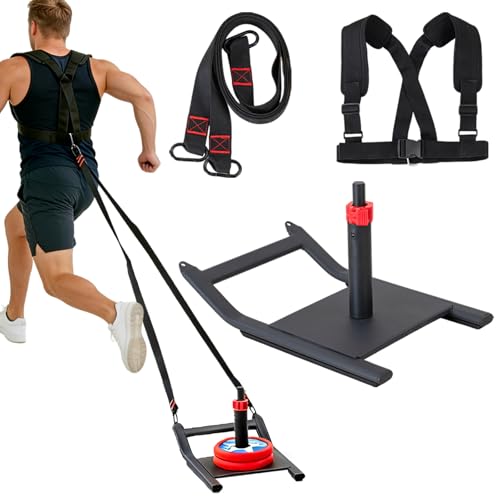 Weight Sled, Fitness Sled, Workout Sled for Fitness Strength Training and Speed Improvement, Push-Pull Prowler Training, Suitable for 1-2" Weight Plates, Black