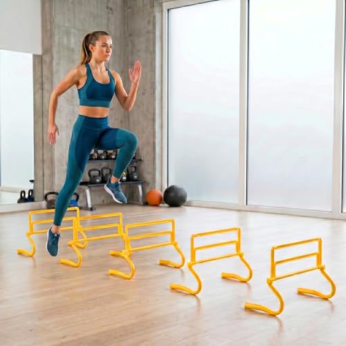 Japard 6 Pcs Agility Hurdles Speed Training Equipment, 4 Height Adjustable Setting, Soccer Training Equipment for Youth Adults