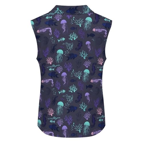 Women's Sleeveless Polo Shirts Polo Tank Tops Quick Dry Button Up Uniform Polo