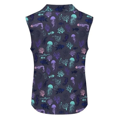 Women's Sleeveless Polo Shirts Polo Tank Tops Quick Dry Button Up Uniform Polo