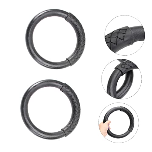 TOYANDONA 1pair Abs Gymnastic Rings for Fitness Workouts Home Exercise Equipment for Full Body Strength Training Straps Black Design for Pull Ups Dips