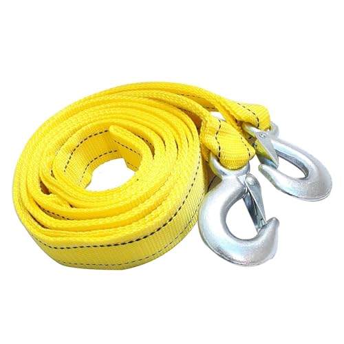 Car Tow Strap with Hooks, 20Ft Nylon Emergency Recovery Towing Strap, 30000 lbs Heavy Duty Reflective Tow Rope with Forged D-Ring Hooks, Cars Trucks Boat Emergency Accessories (Yellow)