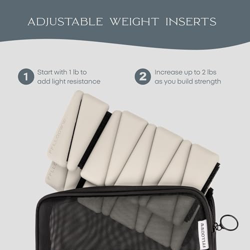 FFLLOOWW Adjustable Ankle & Wrist Weights Set, 2 lbs Each (4 lbs Total), Soft Comfortable Weights for Walking, Pilates, Barre & Home Workouts with Secure Fit for Women & Men