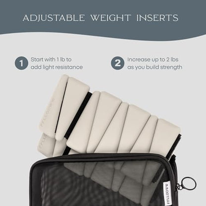 FFLLOOWW Adjustable Ankle & Wrist Weights Set, 2 lbs Each (4 lbs Total), Soft Comfortable Weights for Walking, Pilates, Barre & Home Workouts with Secure Fit for Women & Men