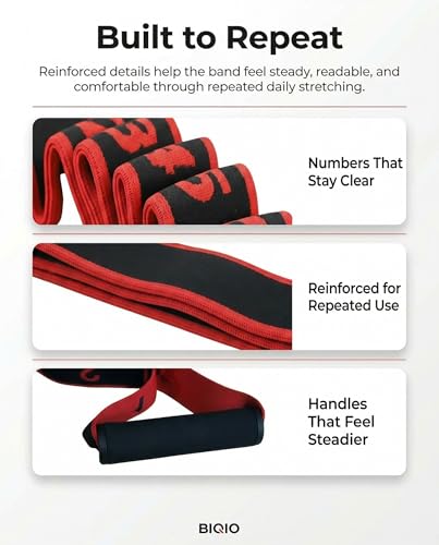 Fitness Resistance Bands with Handles, 2026 Upgrade Yoga Stretch Belt Band for Exercise, Numbered Elastic Fashion Puller for Women, Stretchy, Legs, Glute, Workout, Hip, Body Stretcher - color: Red